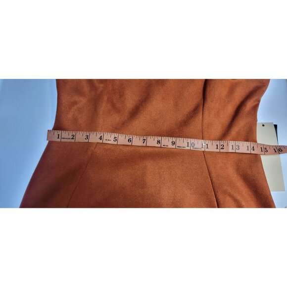 Andrew Marc New York Faux Leather Sheath Dress Brown Sleeveless Women’s Size 12 - Picture 12 of 16
